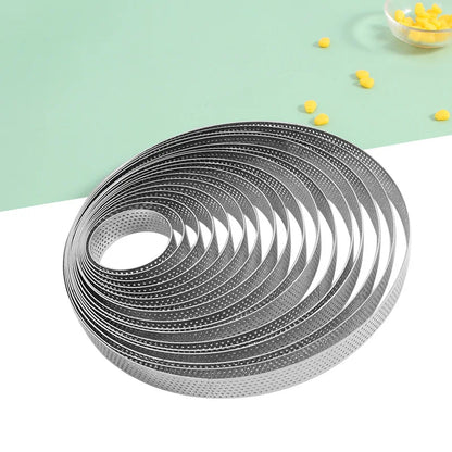 Stainless Steel Perforated Tart Ring Mold – Round Pastry & Mousse Cake Circle