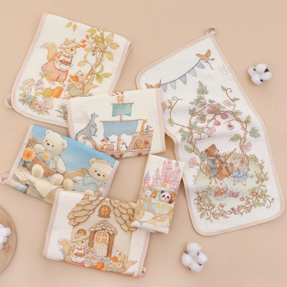 6-Layer Muslin Baby Burp Cloth & Face Towel – Soft Cotton Gauze
