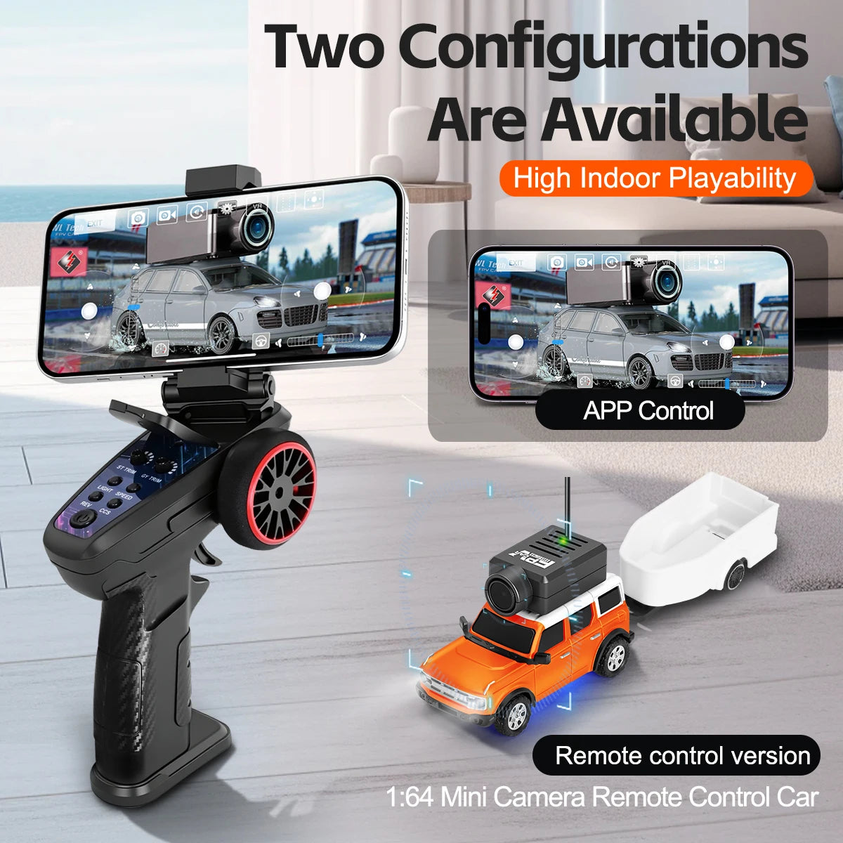 WLToys Mini RC Car with 720P FPV Camera WiFi App Control 1:64 Scale