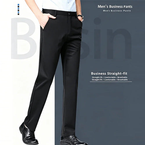 Men's Stretch Dress Pants – Ice Silk Wrinkle-Resistant Formal Trousers