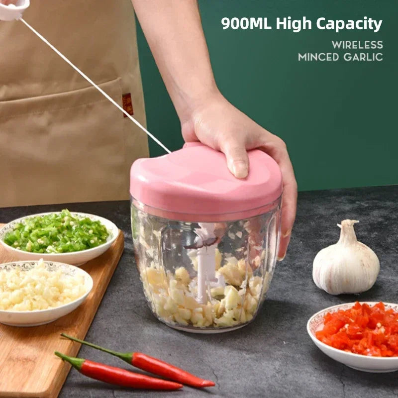 Manual Vegetable Chopper – Pull-String Onion & Food Cutter