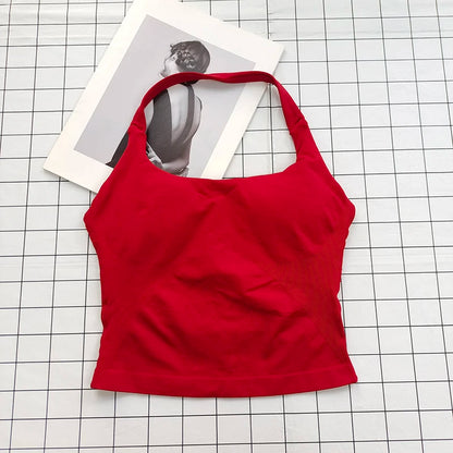 Women's Halter Neck Sports Bra Top with Removable Padding