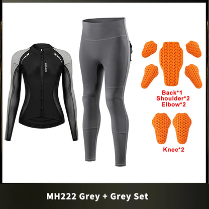 Women's Motorcycle Jacket & Pants Set with Removable Protective Pads – WOSAWE