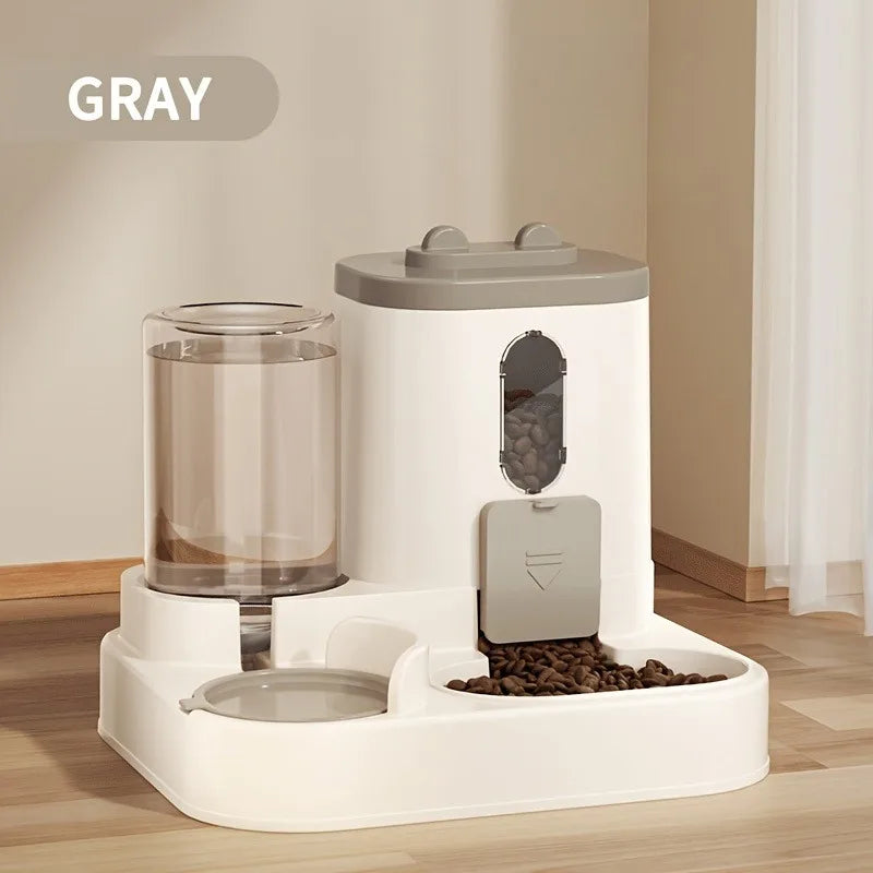 2-in-1 Automatic Cat Food & Water Dispenser – Cute Integrated Feeder