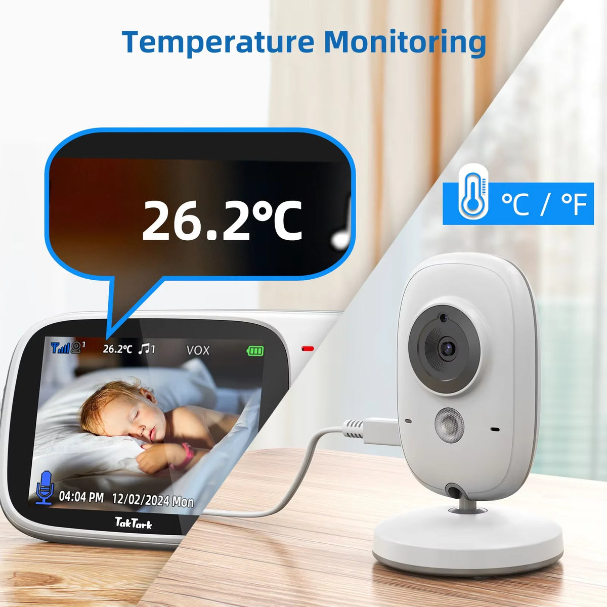 Wireless Video Baby Monitor with 3.2" Screen, Night Vision & Two-Way Audio