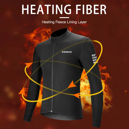 Darevie Men's Winter Cycling Jersey – Thermal Fleece Long Sleeve