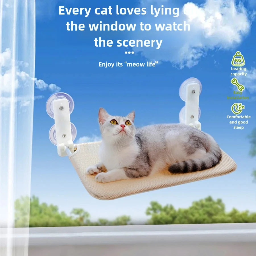 Cat Window Hammock with Suction Cups – Foldable Perch