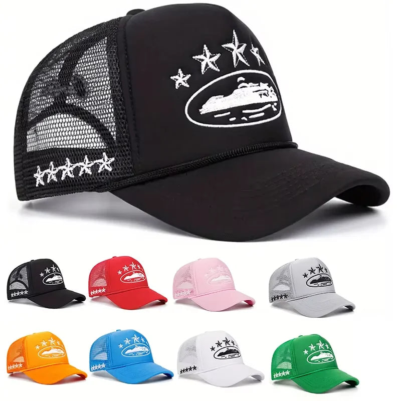 Star Embroidered Foam Trucker Baseball Cap – Adjustable Unisex Hat