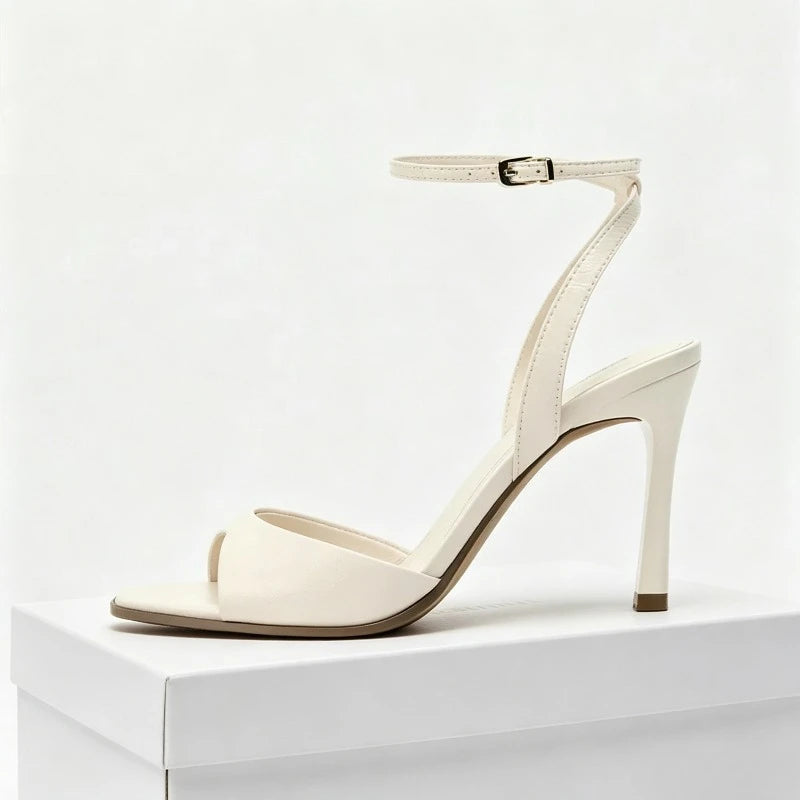 Square Toe Ankle Strap Stiletto Heels – Women's Dress Sandals