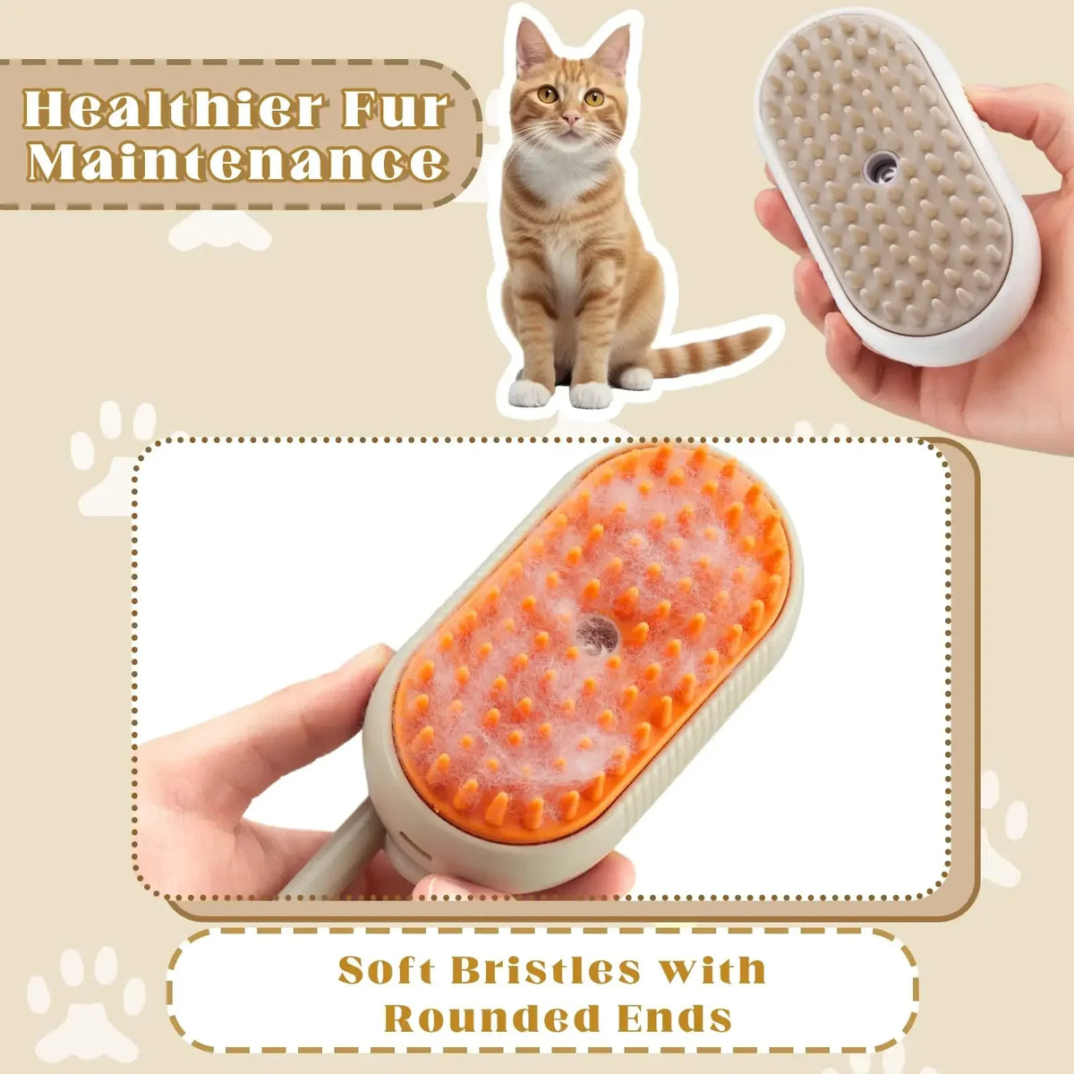 3-in-1 Pet Steam Brush – Spray, Massage & Hair Removal Comb