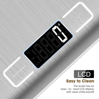 Digital Kitchen Scale 10kg with Tare Function – Silver & Pink