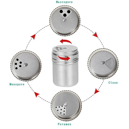 Stainless Steel Spice Shaker with Rotating Multi-Hole Lid