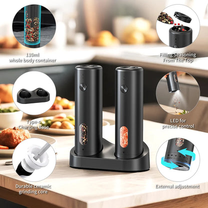Electric Pepper Grinder – USB Rechargeable Salt & Spice Mill