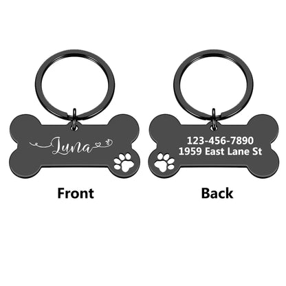Personalized Dog ID Tag – Custom Engraved Bone Shape