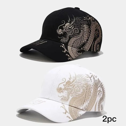 Dragon Embroidery Baseball Cap – Unisex Chinese Style Hat
