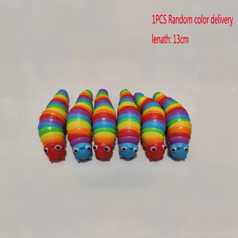3D Slug Fidget Toy – Articulated Rainbow Caterpillar Sensory Toy